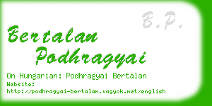 bertalan podhragyai business card